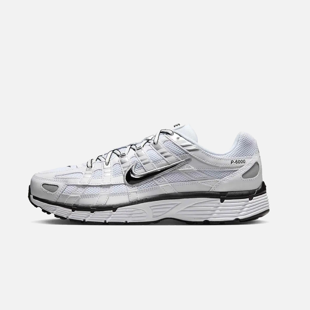 Nike P-6000 White Metallic Silver Black
